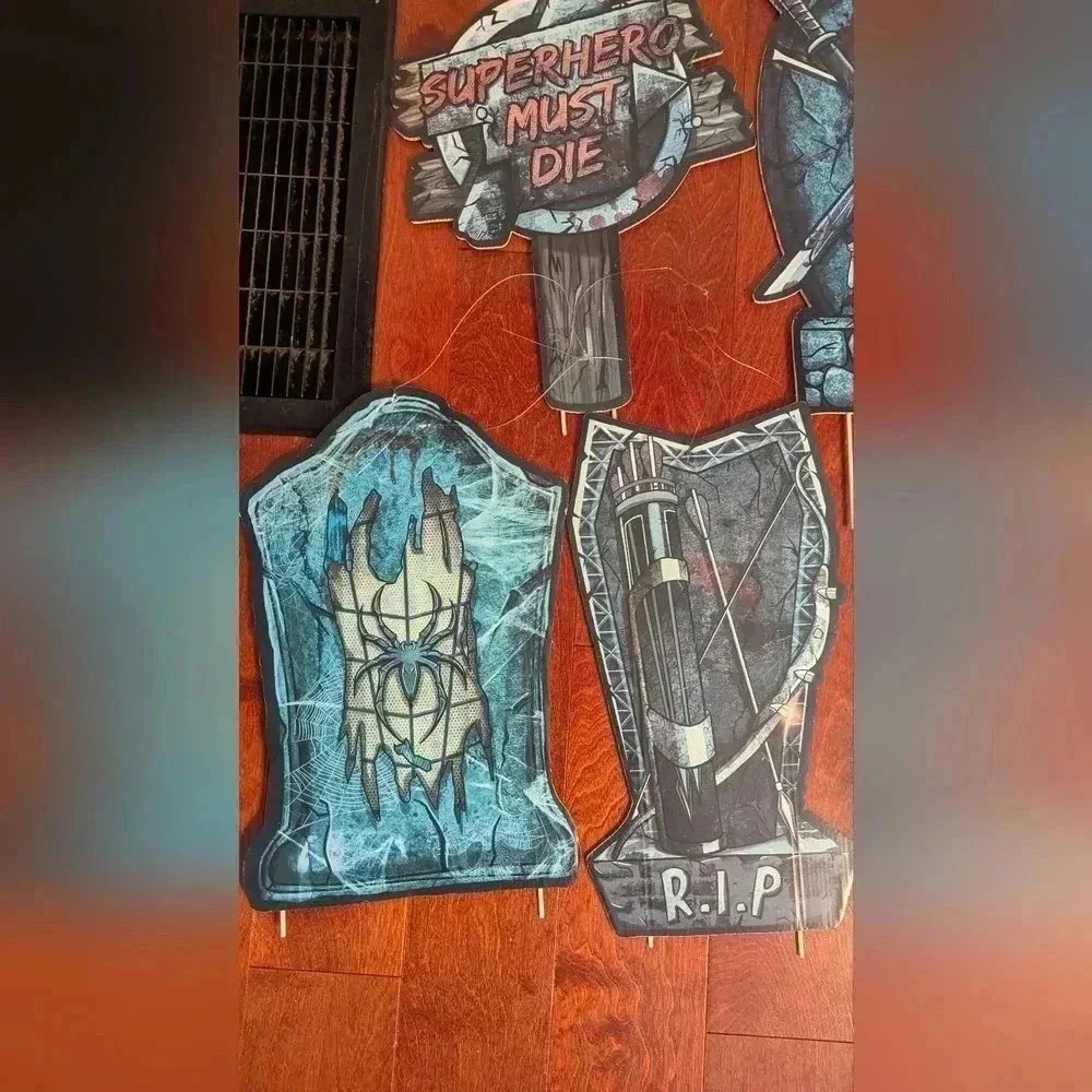 Marvel Superhero Graveyard Halloween Decoration Signs (EUC) - Picture 2 of 9